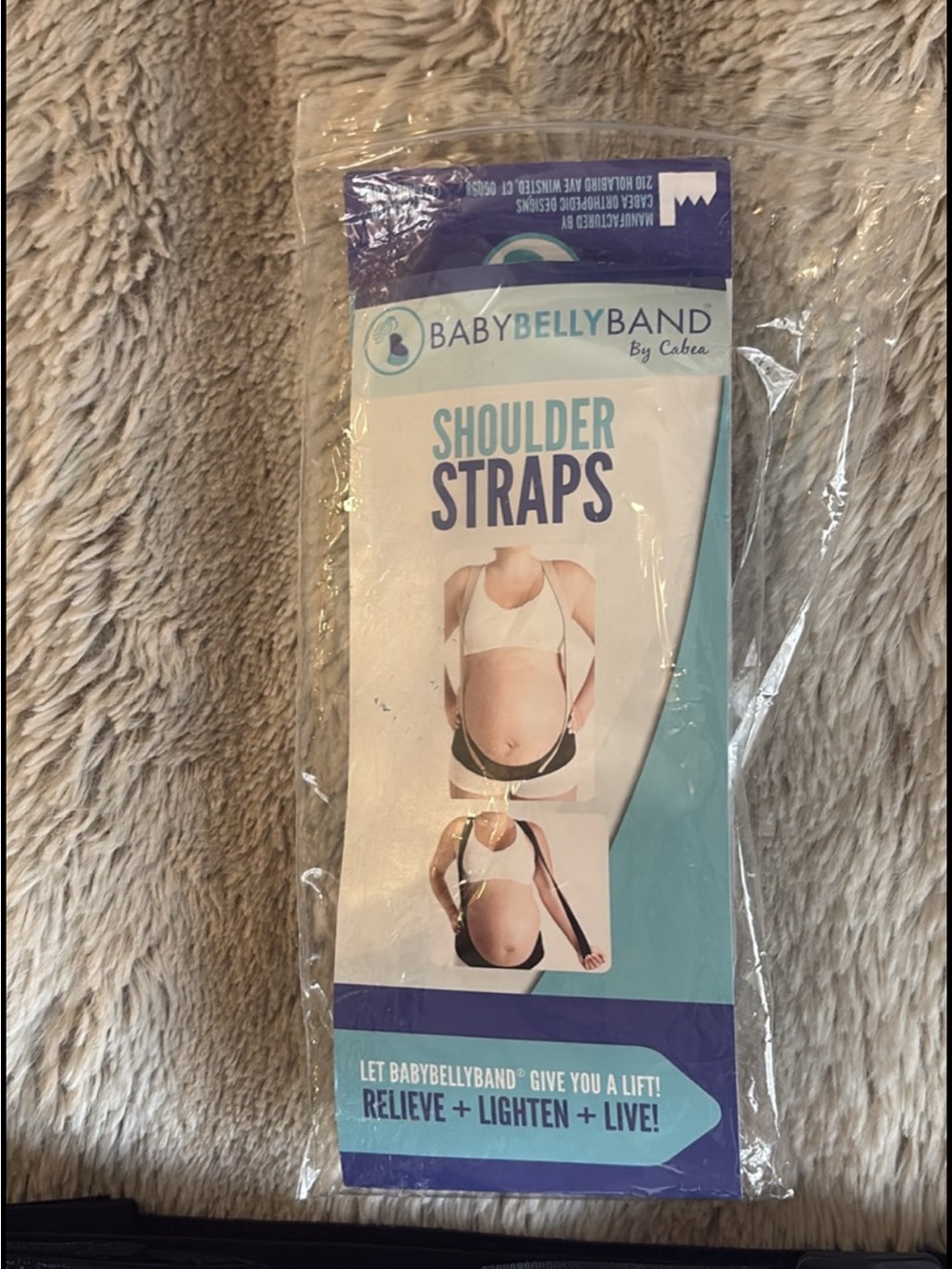 BabyBellyBand Shoulder Straps - Teal & Purple Packaging